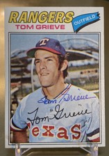 Autographed Signed 1977 Topps #403 Tom Grieve Texas Rangers Baseball Card