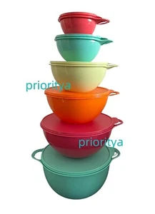 Tupperware Mega Junior Extra Mini Thatsa Mixing Serving Bowl Set of 6 Pink New - Picture 1 of 3