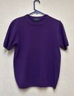 Polo Vintage Cashmere Sweater Women?S Purple Ladies Short Sleeve Sz L