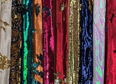 5mm Reversible MERMAID Sequin Fabric Flip 2 Tone Home Decor Dress 130cm wide - Image 1 of 4