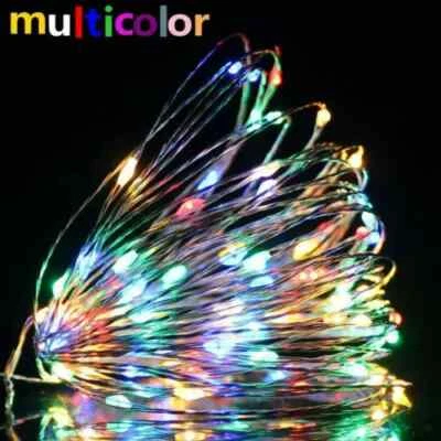 LED String Lights + Remote Control Battery Operated Silver Wire Picnic RGB - Image 1 of 4