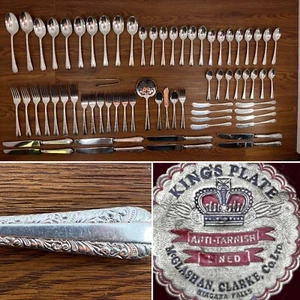 Mayflower Silverplate Set di 69 pezzi McG & C Co Kings Plate McGlashan Clarke - Foto 1 di 19