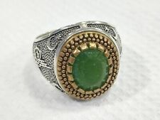 Magnificent sterling silver 925 bronze signet ring for men with green stone S11