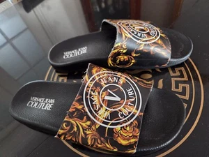 Versace Jeans Couture Pantoletten Hausschuhe Damen Größe 8/41 wasserdicht Logo schwarz - Bild 1 von 4