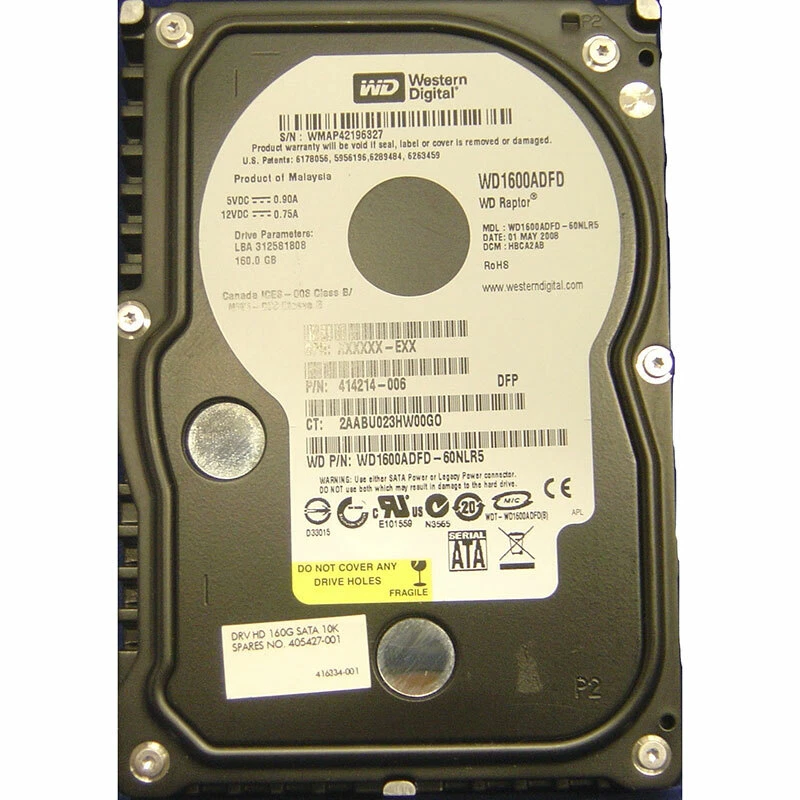 414214-006 - HP 160GB 10K RPM SATA 3.5" HDD - Image 1 of 1