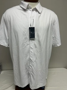 NWT Perry Ellis Performance Bright White Button Up Mens Size XXL S/S Shirt  - Picture 1 of 4