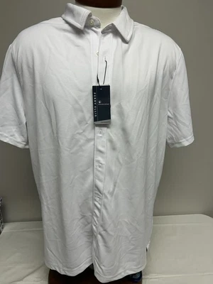 NWT Perry Ellis Performance Bright White Button Up Mens Size XXL S/S Shirt  - Image 1 of 4