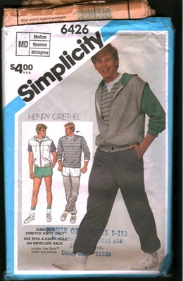 6426 Vintage Simplicity Patrón de Costura Para Hombres Pantalones Cortos Top Chaqueta Chaleco Foto 1 de 2