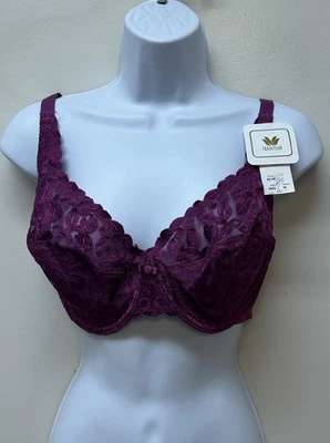 Sujetador bala de nailon de encaje púrpura Wacoal vintage talla 36DD NUEVO NOS Foto 1 de 4