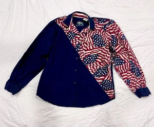 Vintage Roper Rodeo Blue USA American Western Cowgirl Button Up Shirt Blouse 7/8 - Picture 1 of 9