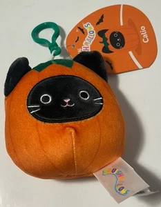 Malvavisco 3.5" Calio Gato Negro en Calabaza Halloween Clip de Peluche Nuevo con Etiquetas - Imagen 1 de 5