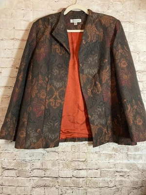 Chaqueta Coldwater Creek para mujer XL Jacquard óxido oscuro frente abierto otoño otoño Foto 1 de 4