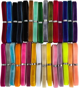 30 Yards 1/4" Velvet Ribbon - 30 Colors Assorted Bulk Packs - Picture 1 of 12