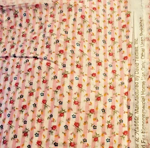Rose & Hubble Fabric Cotton w/ pink stripes & red roses - 34" x 42" - Picture 1 of 4