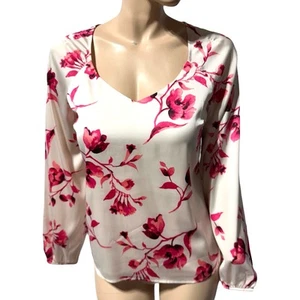 White House Black Market Women’s Blouse Size S Small Top Long Sleeve Floral NWT - Picture 1 of 12