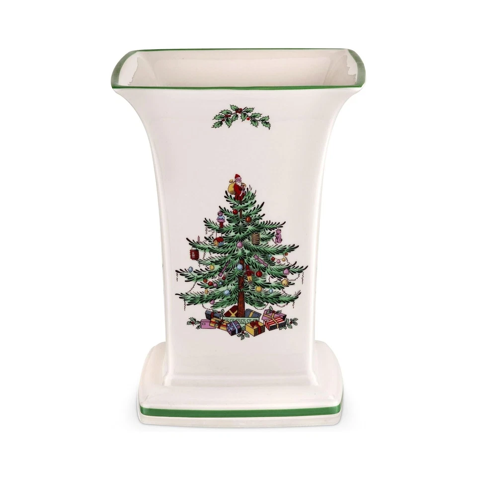Vaso quadrado de árvore de Natal Spode | Vaso de 8 polegadas para máquina de lavar louça flor - Imagem 1 de 4
