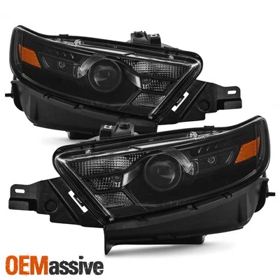 For 2013-2019 Ford Taurus [Halogen Type] Projector Black Trim Headlights Pair - Image 1 of 4