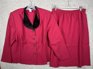New 16P Elizabeth Williams Two Piece Suit Womens Blazer Skirt Set Rose Black - Picture 1 of 15