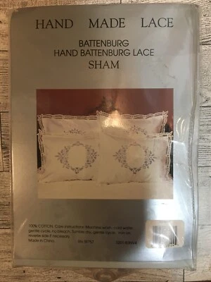 Brand New~Cotton~ Hand Made~ Battenburg Lace Pillow Sham~ White ~Std. - Image 1 of 3