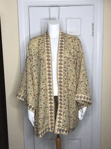 NWT $88 Max Studio Printed Floral Open Front Kimono Wrap Jacket Women's 1X - Picture 1 of 6