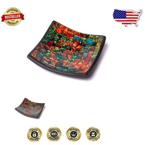 Artisanal 8-Inch Square Tray with Glossy Finish - Ideal Centerpiece Accent - Picture 1 of 3