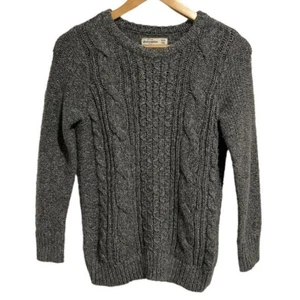 Abercrombie Sweater Girls Size 13/14 Kids Gray Crew Neck Chunky Cable Knit Thick - Picture 1 of 5