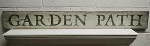 Large 43" Country Style Painted & Distressed WOOD GARDEN PATH SIGN - Picture 1 of 9