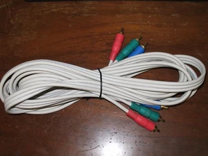 Composite AV 3 RCA Cable Blue Green Red (Video) Male To Blue Green Red Male VGUC - Picture 1 of 2