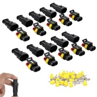 10 Kits 2 Pin-Way Sealed Waterproof Electrical Wire Connector Plug Car Auto Set