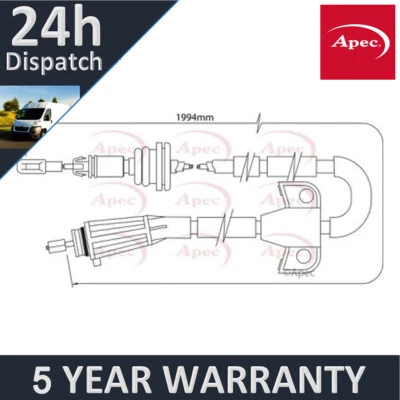 Fits Volvo S80 1998-2006 XC70 2000-2007 V70 2001-2007 Apec Rear Hand Brake Cable - Image 1 of 2