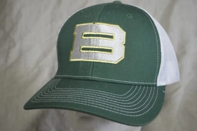 B Cap Hat Green and White Meshback Strapback by Fahrenheit - Image 1 of 4