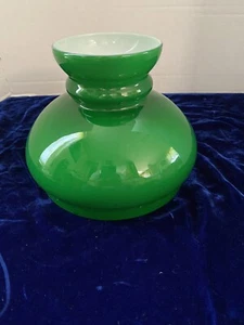 Beautiful Cased Glass Green Oil Lamp Shade 👀 - Picture 1 of 7