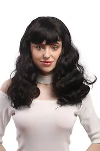 Wig Women Carnival Halloween Pony Black Wavy Long Burlesque Pin-Up 50s - Picture 1 of 4
