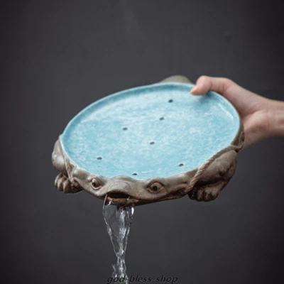 Soporte creativo para tetera cerámica rana estatua olla estera depósito bandeja de té plato Foto 1 de 4
