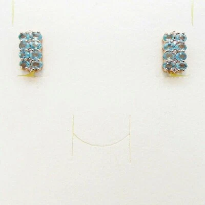 Top Neon Blue Apatit CZ Ohrstecker 925 Silber 585 Roségold vergoldet - Bild 1 von 3