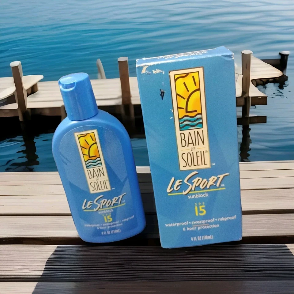 Bain De Soleil Le Sport Sunblock SPF 15 4 FL Oz NOS Waterproof Sweatproof 6 hour - Image 1 of 4