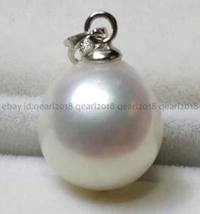 Gorgeous Genuine Natural Round White South Sea Pearl Pendant 14K Gold 8-12mm - Picture 1 of 7