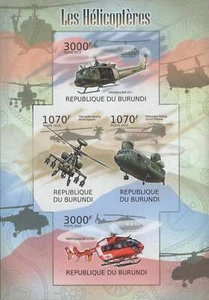 Helicopters Boeing Imperforated Souvenir Sheet of 4 Stamps MNH - Picture 1 of 1