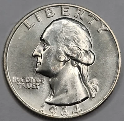 1964 D WASHINGTON QUARTER BU 90% SILVER - Image 1 of 4