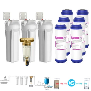 Sistema de carcasa de filtro de agua SimPure 10 pulgadas para toda la casa 10"" x 2,5"" filtración GAC - Imagen 1 de 56