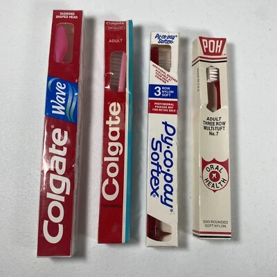 Vintage Toothbrushes Py Co Pay Softex POH Multi-tuft Colgate Colgate Wave Lot 4 - Image 1 of 4