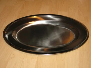 ovale Servierplatte Tablett Edelstahl massive Ausführung ca. 47 x 31 ca. 800 g - Bild 1 von 1