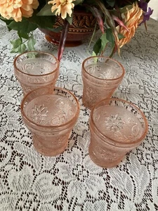 Cristalería exclusiva de tiara vintage - vasos de jugo - juego de 4 - melocotón - nueva sin caja - Imagen 1 de 13