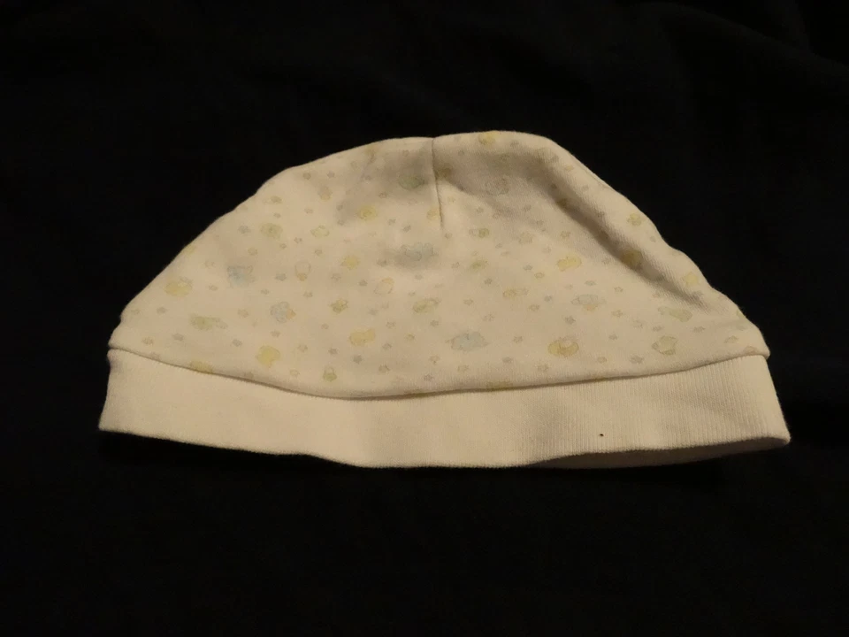 Boné gorro branco Koala Bear tamanho 0-6 Mos bebê menino com estampa animal 100% algodão - Imagem 1 de 4