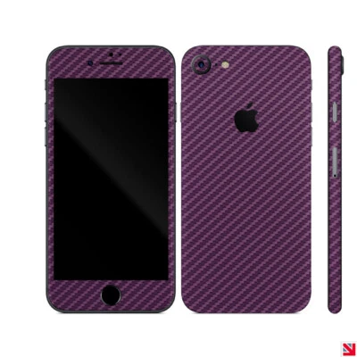 Calcomanía de recubrimiento de vinilo pegatina de fibra de carbono púrpura para iPhone 7 Foto 1 de 2