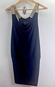 Betsy & Adam Black And Gold Strap Dress Size 8 A12744 - Picture 1 of 10
