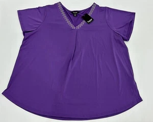 BeMe Size M Purple V neck Decorative Top - Plus Size - NEW $69.99 - Picture 1 of 5