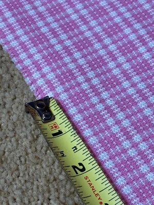 Vintage 60s 70s Thin Pink White Tweed Plaid Woven Cotton Fabric Remnant 44x62 - Image 1 of 4