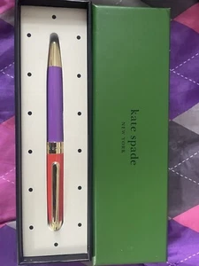 Kate Spade Kugelschreiber Gedanken auf ihrer Hülle lila rot Etui Golddruck Neu im Karton - Bild 1 von 4