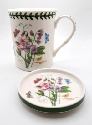 EUC Portmeirion ботанический сад сладкий горошек кружка и подставки комплект кофе чай чашка - Изображение 1 из 4